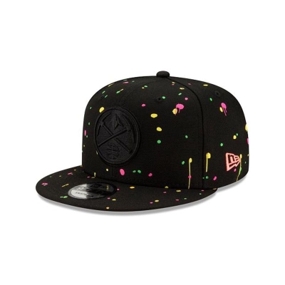 Black Denver Nuggets Hat - New Era NBA Neon Splatter 9FIFTY Snapback Caps USA2096751